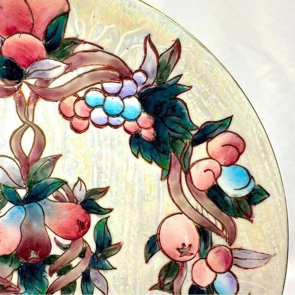 Toyo Porcelain Fruit Plate 10” Grapes Pears Asian Decorative - Picture 5 of 8